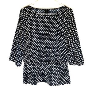 2/$30 Ann Taylor - Navy and Cream Printed Blouse